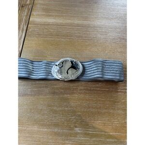 Vintage Charmant Belt Inc. Crane Silver buckle stretchy Gray 24"‎ Unstretched